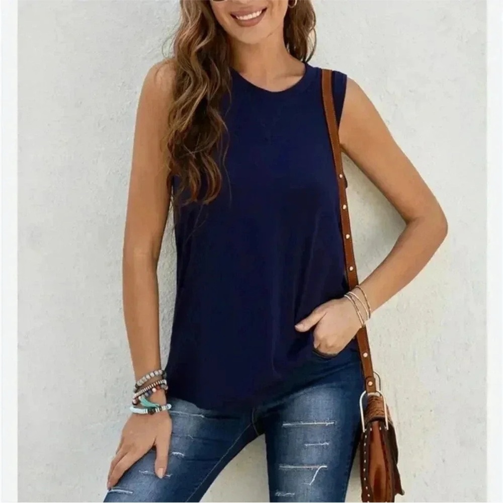 Women's Blue Sleeveless Top